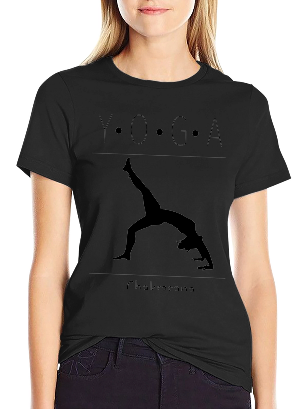 Yoga Chakra Pose Black Graphic Tee
