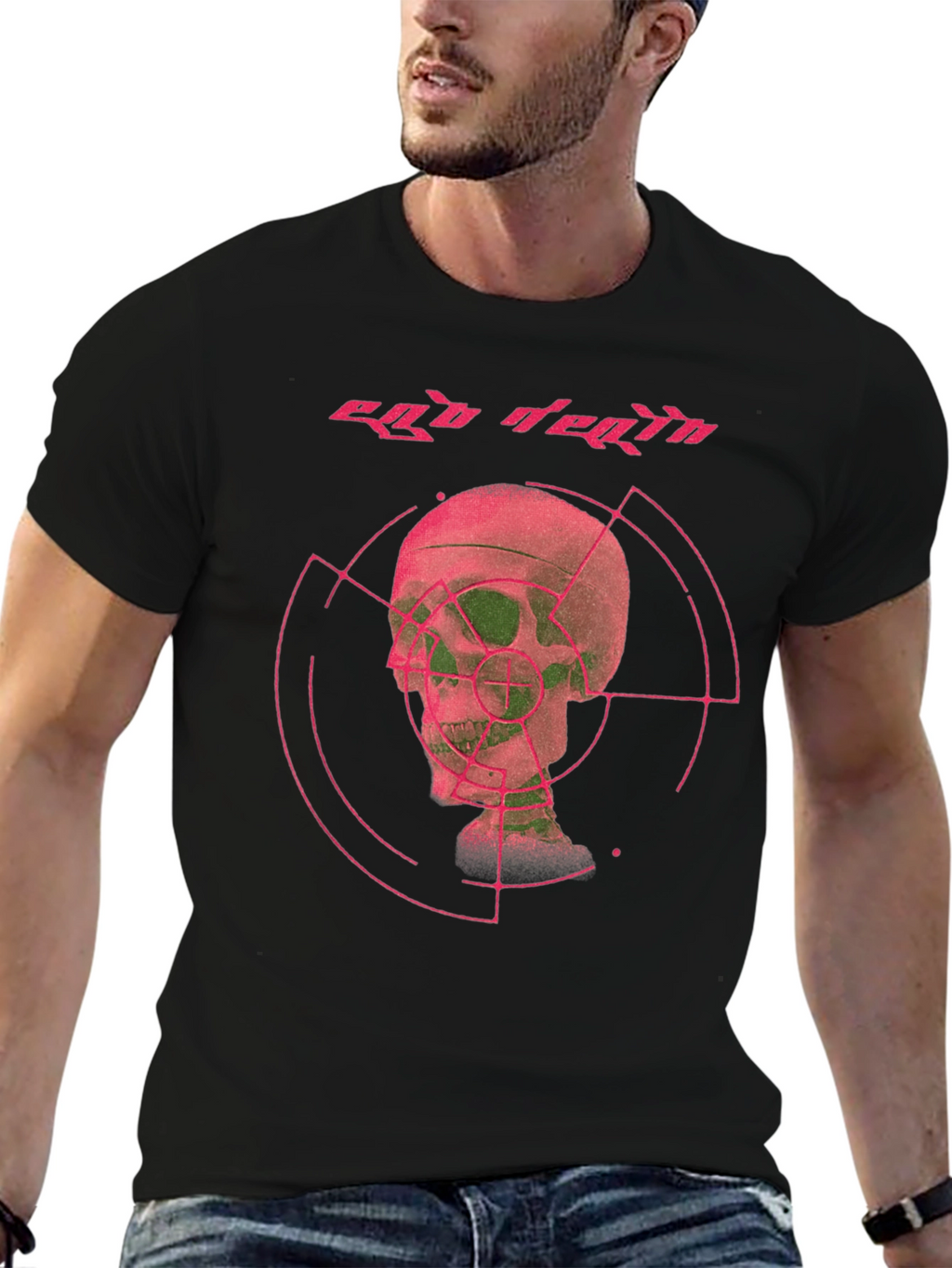 Ego Death Graphic Tee - Black Cotton Skull Print