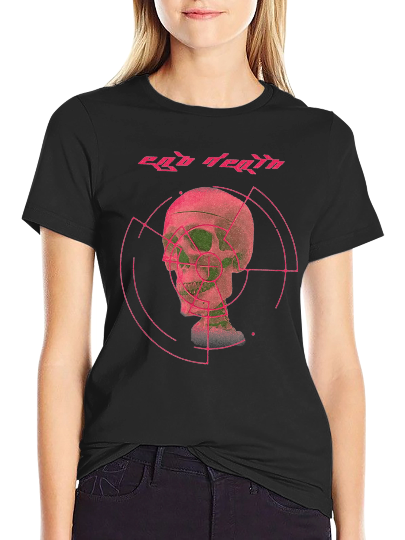 Ego Death Graphic Tee - Black Cotton Skull Print