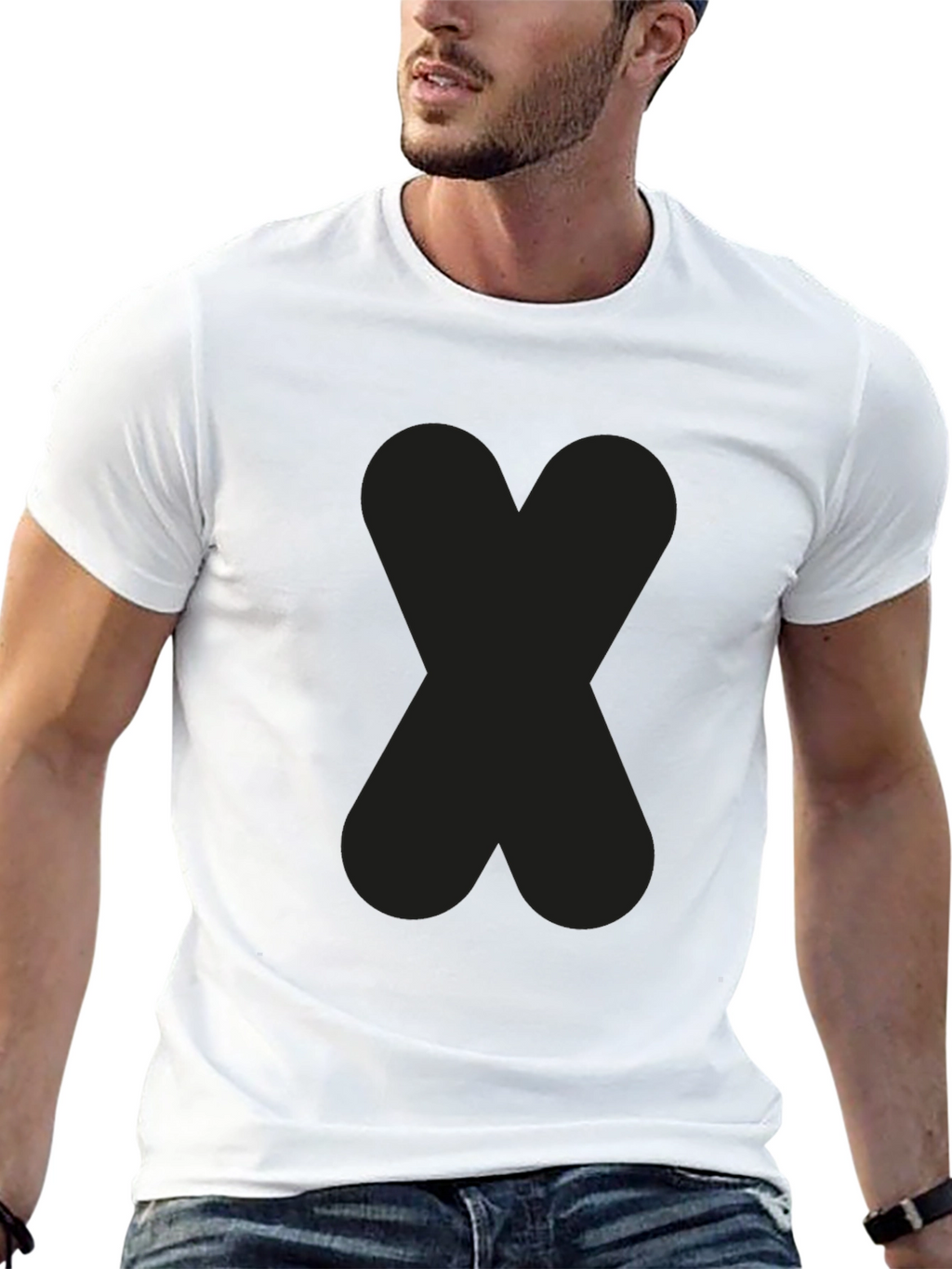 Solid Black Tee with Abstract Design