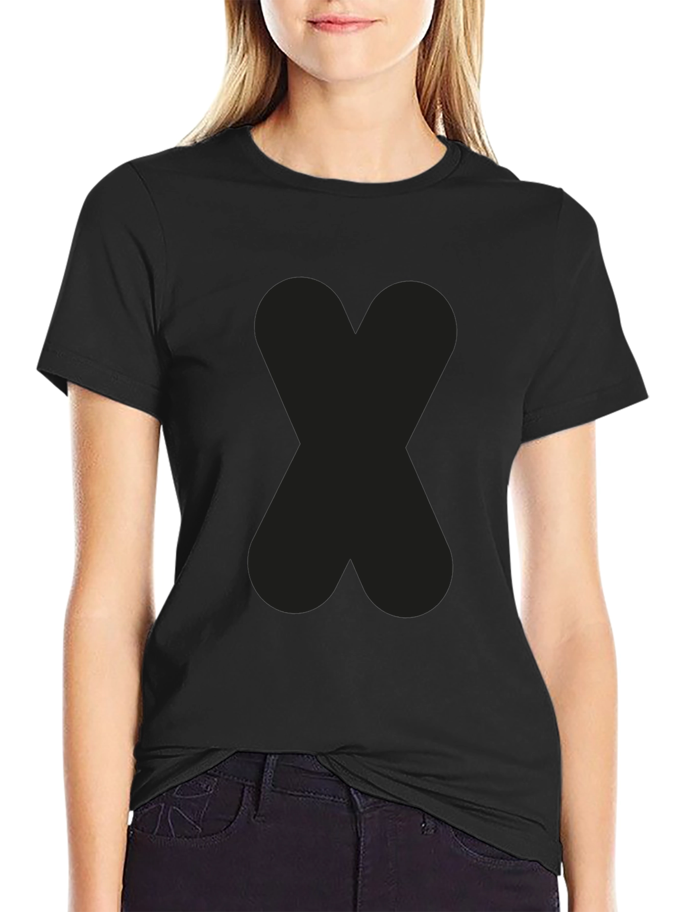 Solid Black Tee with Abstract Design