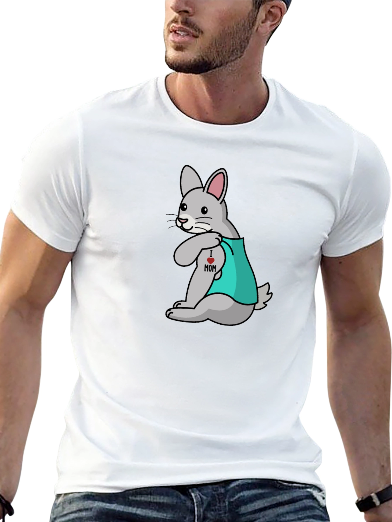 Funny Tattooed Rabbit Graphic T-Shirt