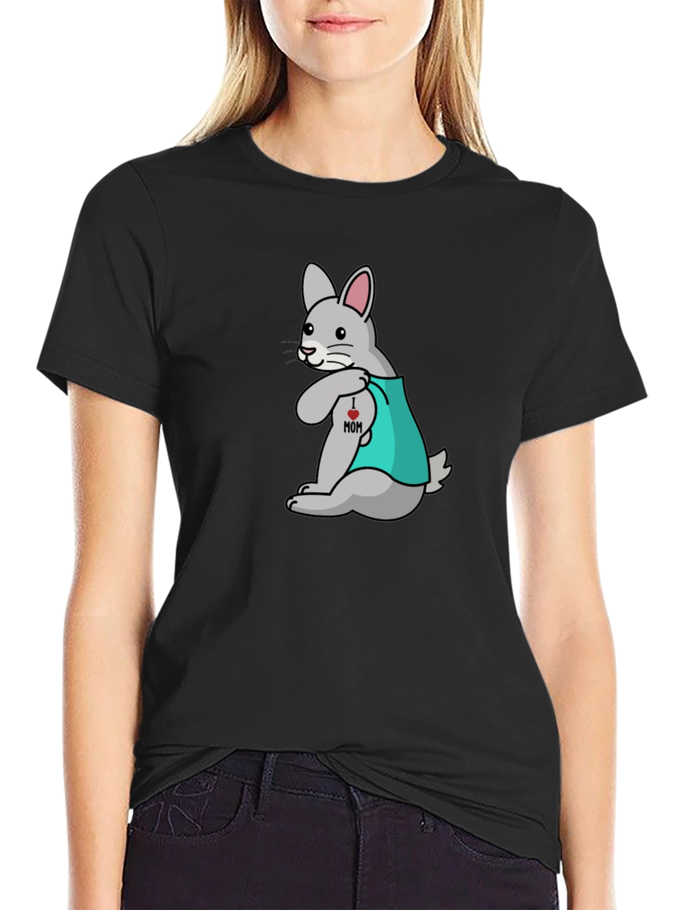 Funny Tattooed Rabbit Graphic T-Shirt