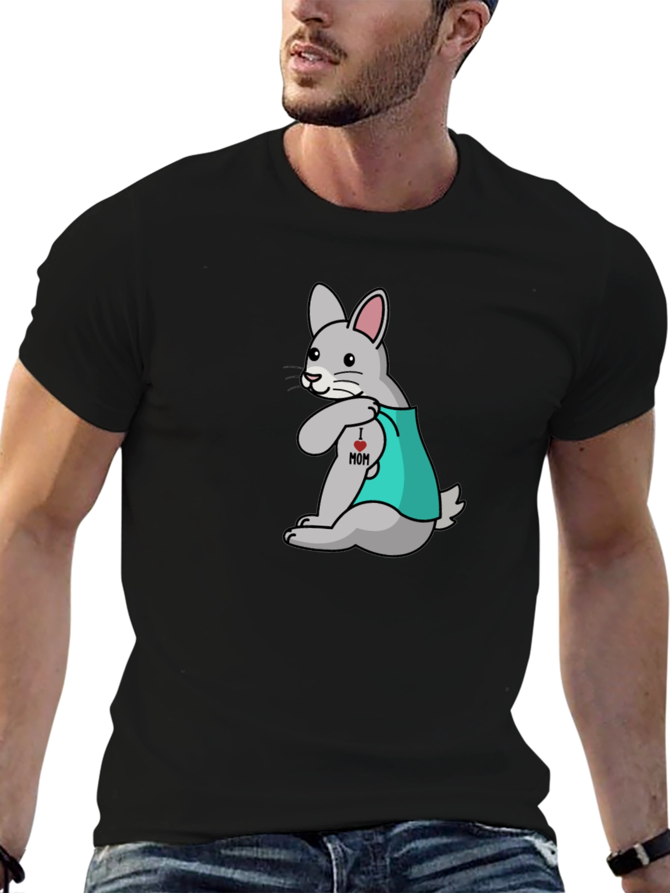Funny Tattooed Rabbit Graphic T-Shirt