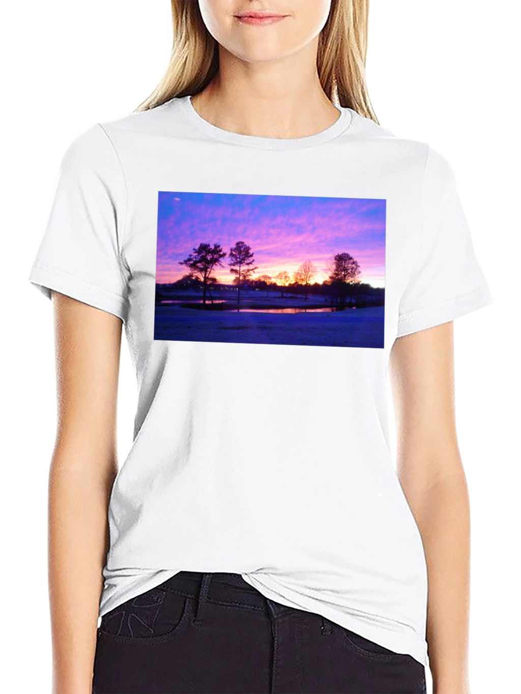 Sunrise Landscape Graphic Black T-Shirt