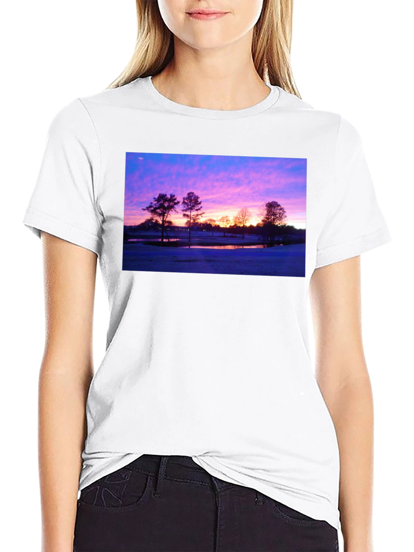 Sunrise Landscape Graphic Black T-Shirt