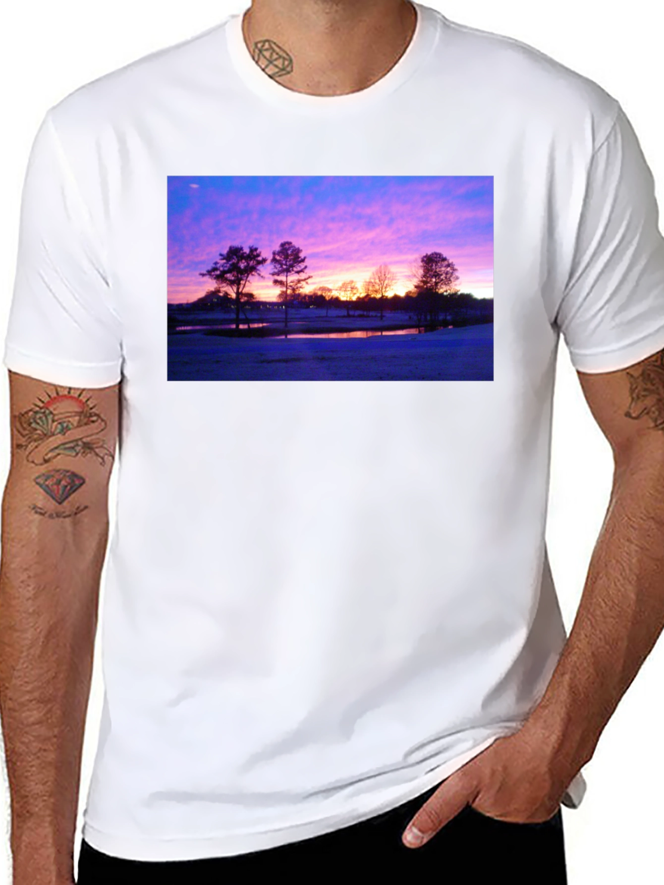 Sunrise Landscape Graphic Black T-Shirt