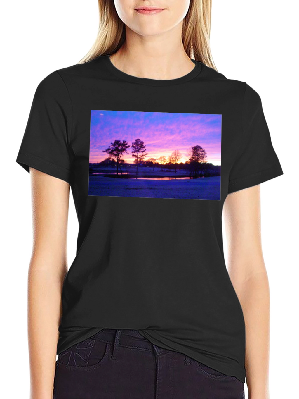Sunrise Landscape Graphic Black T-Shirt