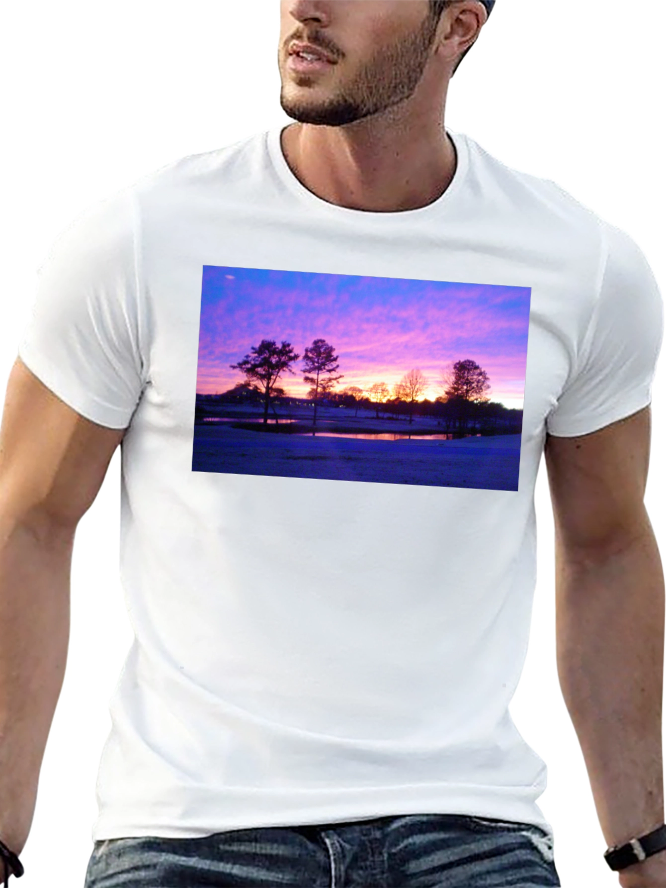 Sunrise Landscape Graphic Black T-Shirt