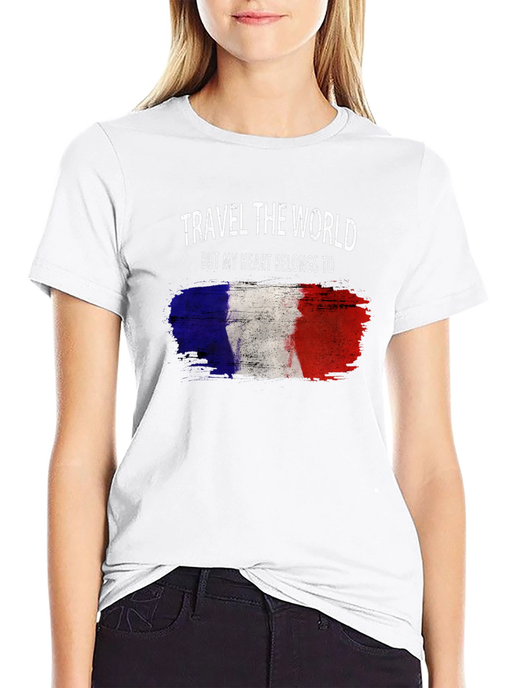 France Flag Heart T-Shirt - Travel Lover Tee