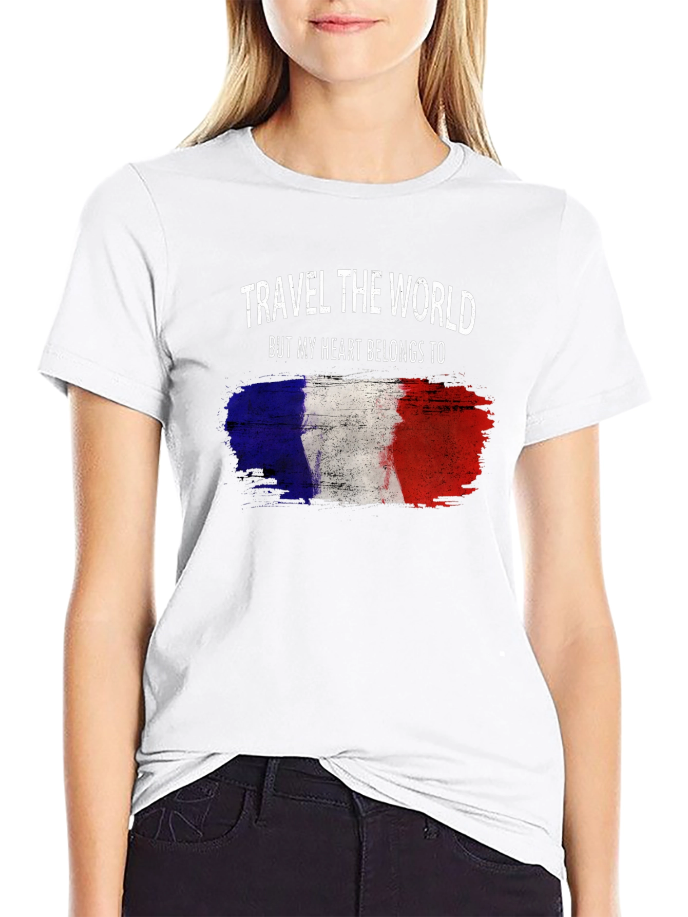 France Flag Heart T-Shirt - Travel Lover Tee