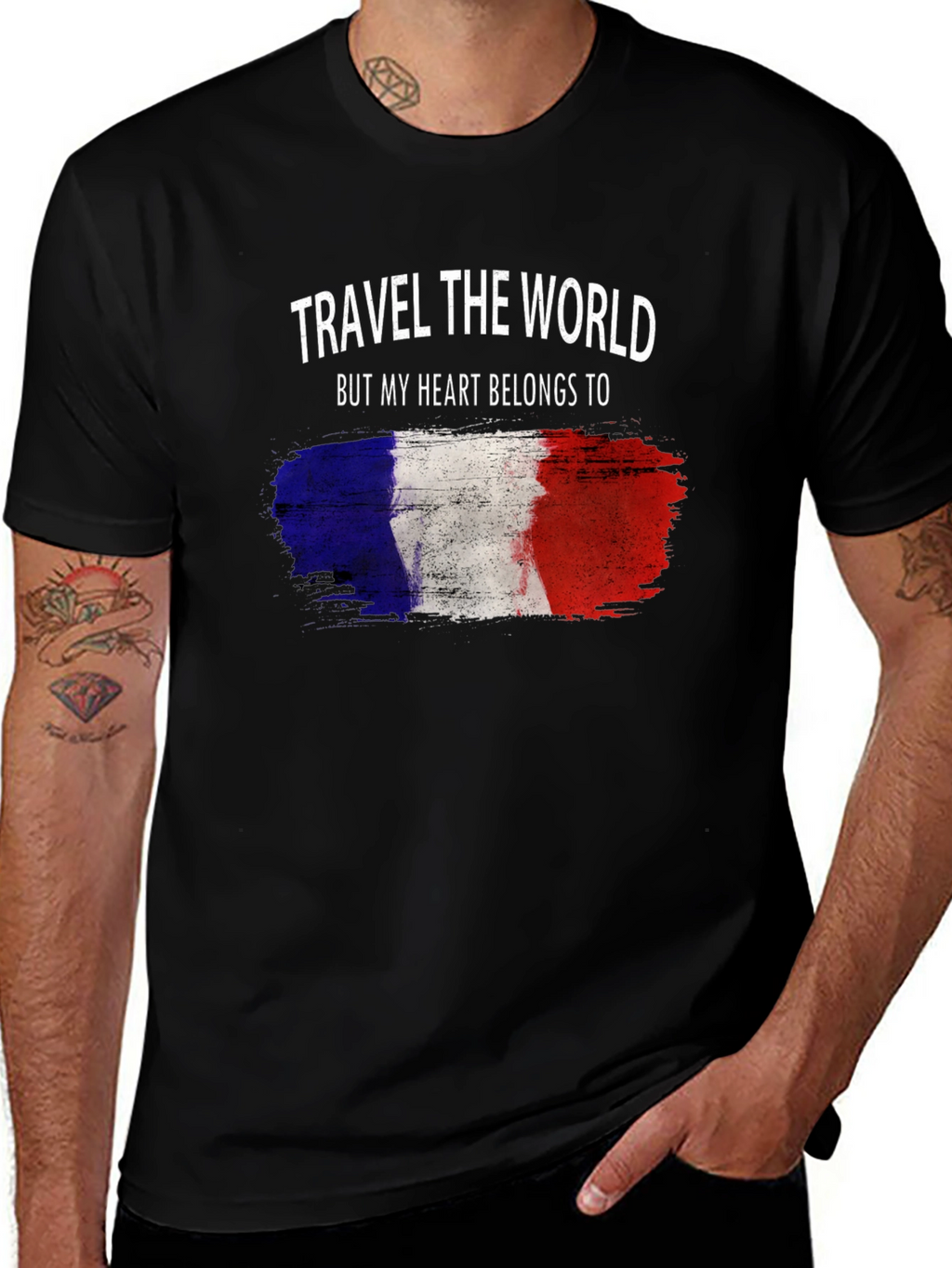 France Flag Heart T-Shirt - Travel Lover Tee