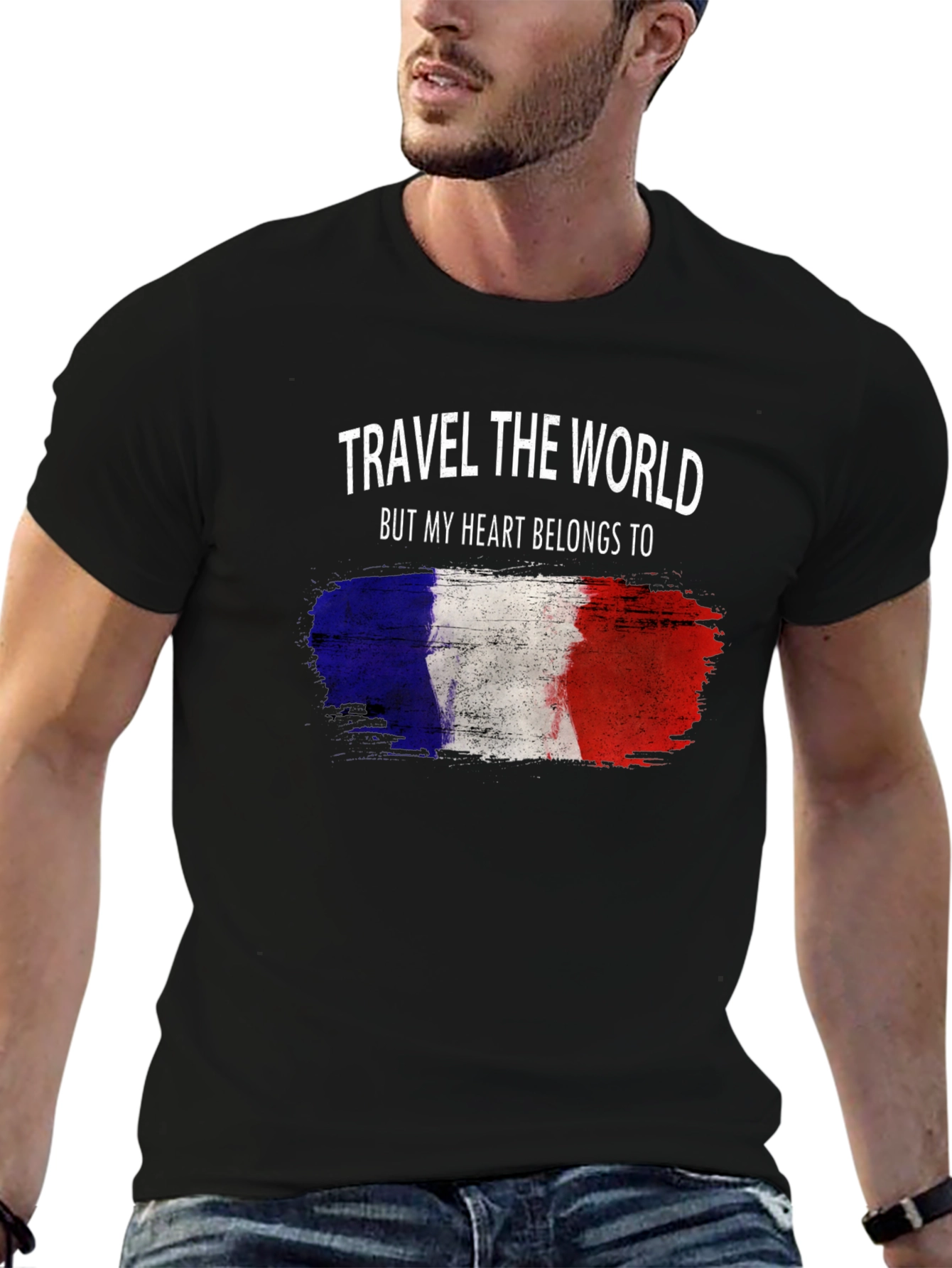 France Flag Heart T-Shirt - Travel Lover Tee