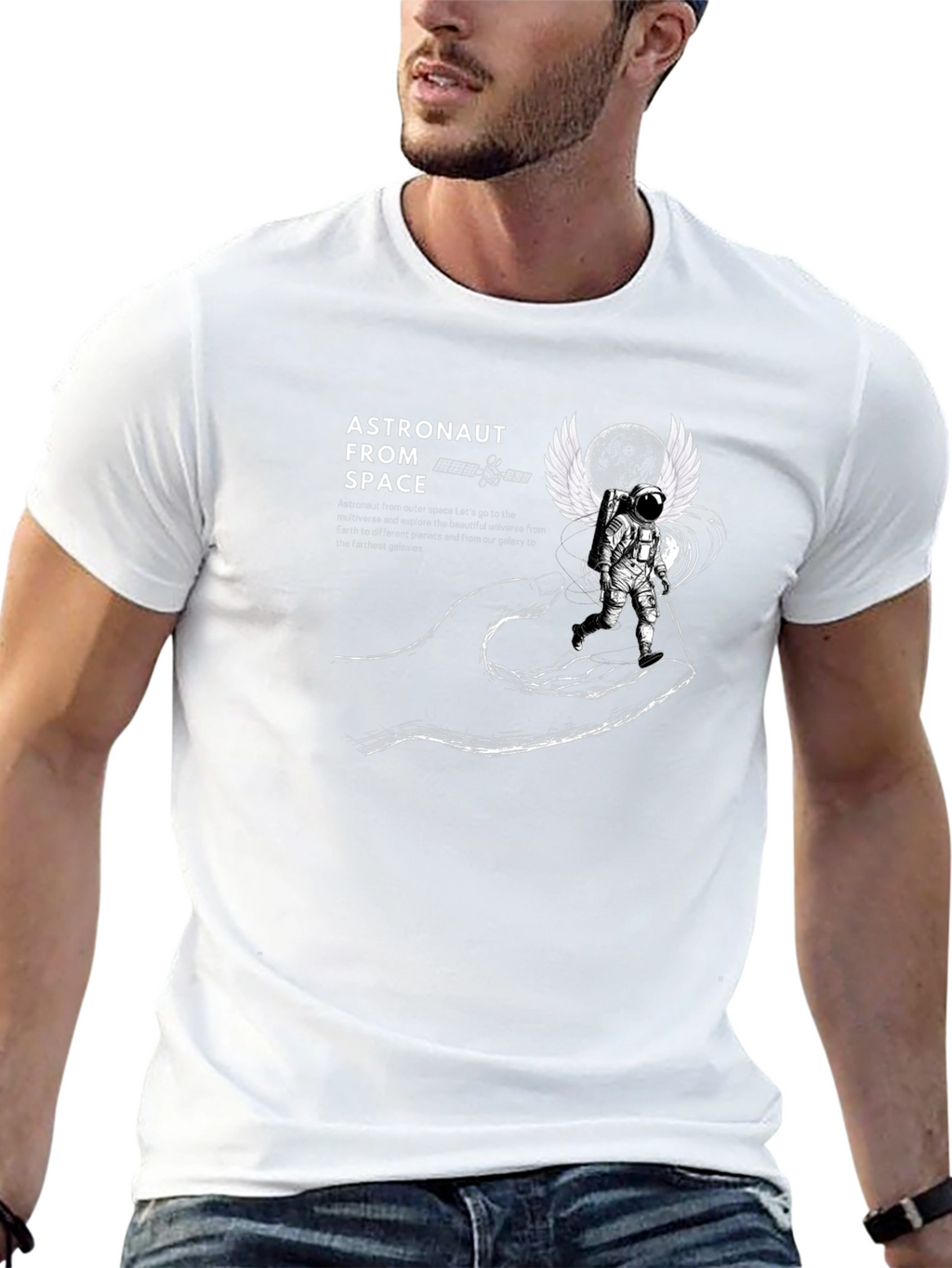 Astronaut in Space Graphic T-Shirt - Black