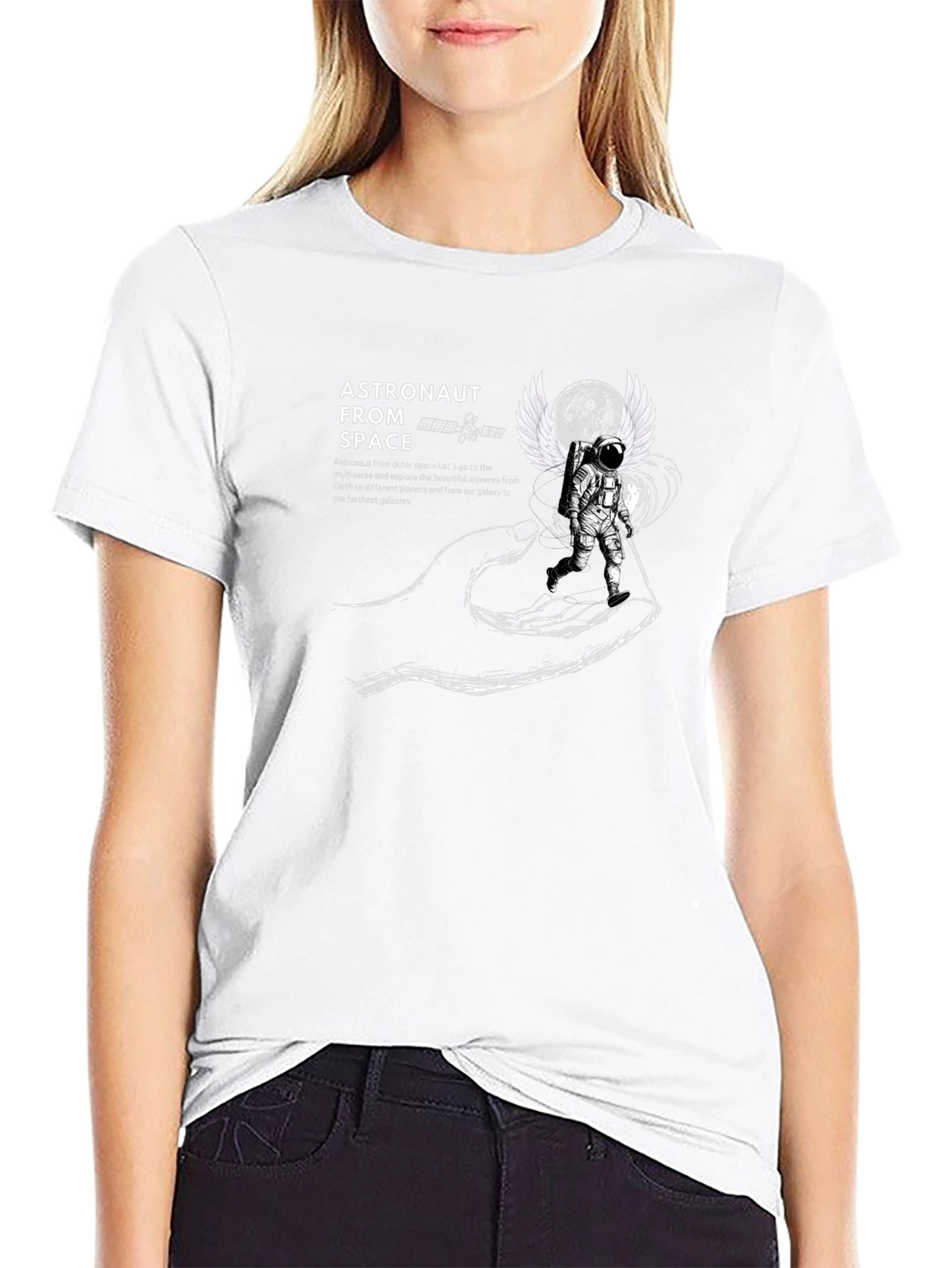 Astronaut in Space Graphic T-Shirt - Black