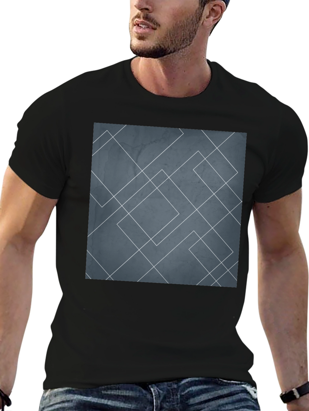 Geometric Lines Graphic Tee - Modern Style