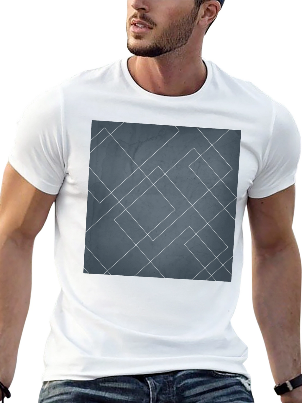 Geometric Lines Graphic Tee - Modern Style