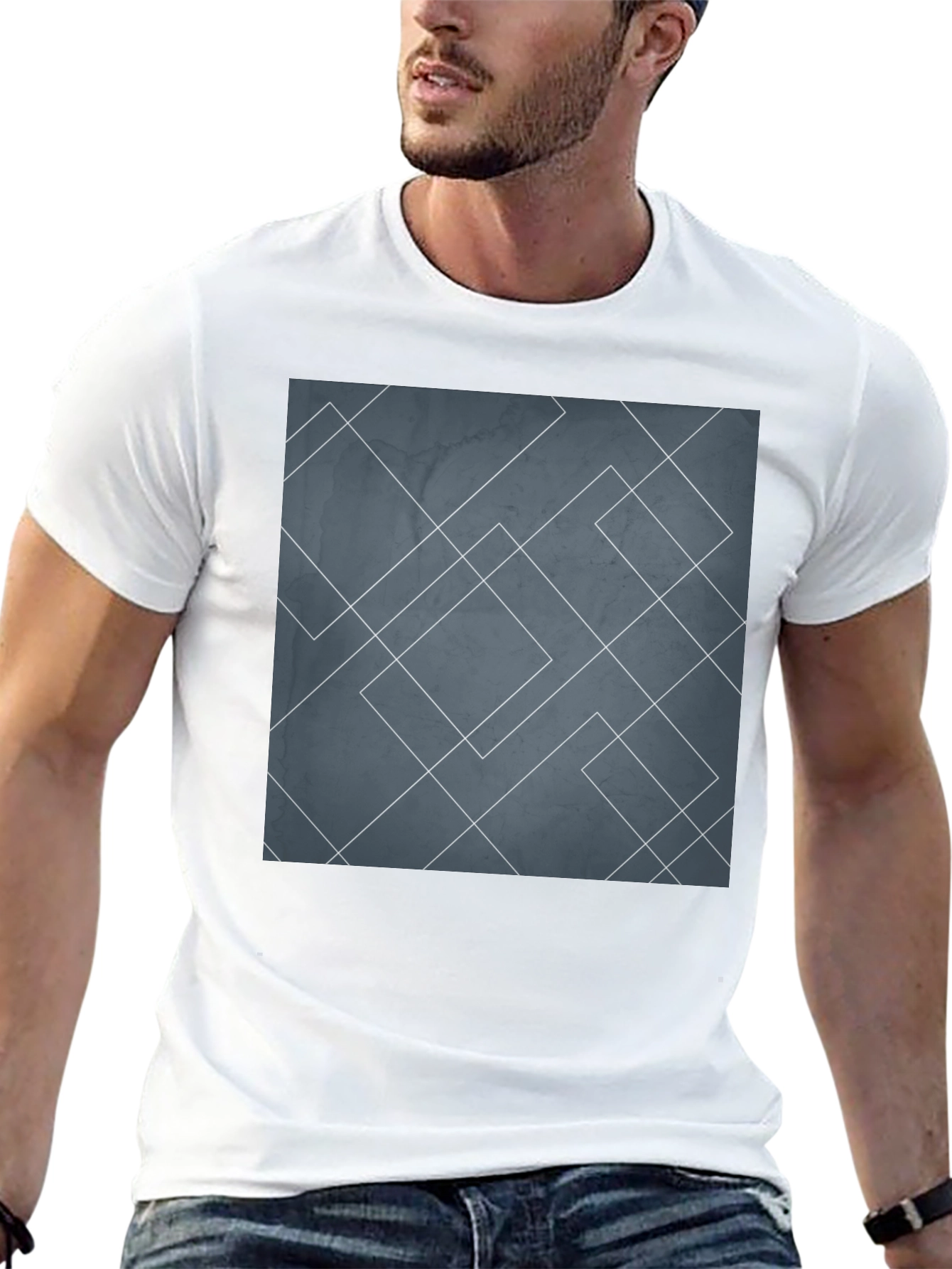 Geometric Lines Graphic Tee - Modern Style