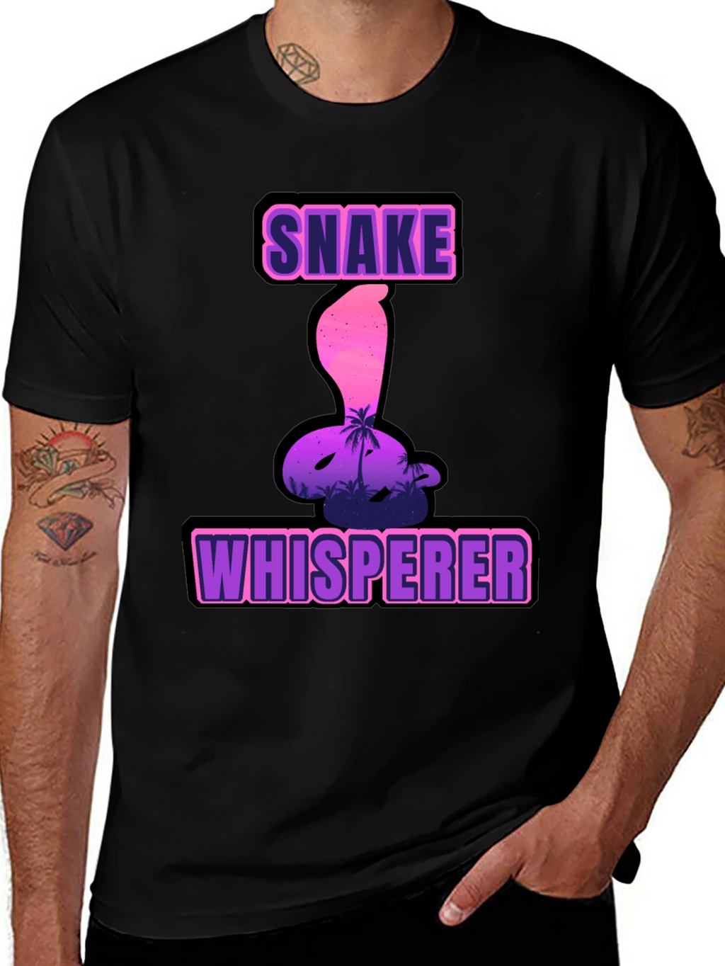 Snake Whisperer Graphic Tee - Mens Black T-Shirt