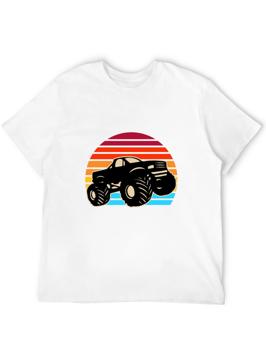 Retro Monster Truck Graphic Tee - Black Cotton Blend