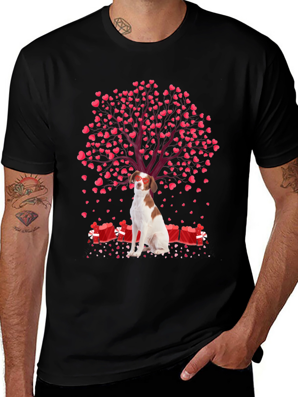 Valentines Dog T-Shirt - Heart Tree and Gifts