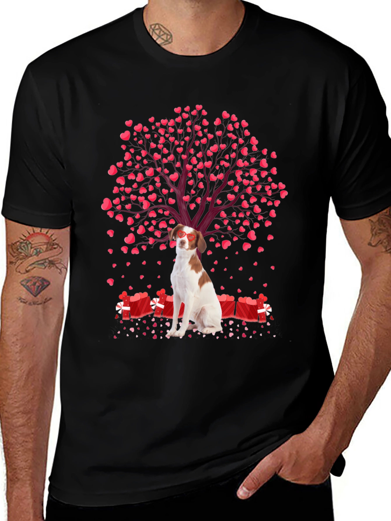 Valentines Dog T-Shirt - Heart Tree and Gifts