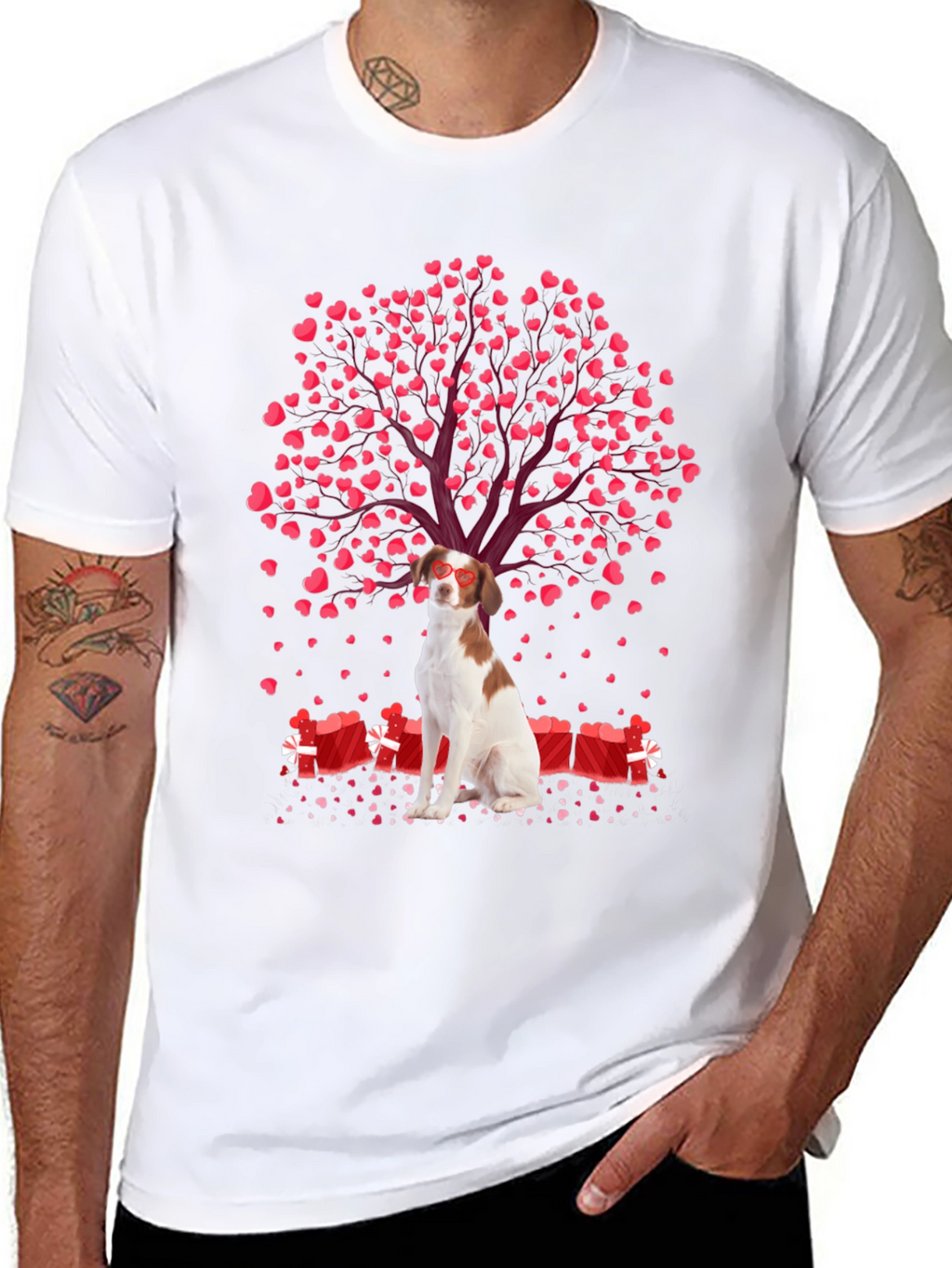 Valentines Dog T-Shirt - Heart Tree and Gifts