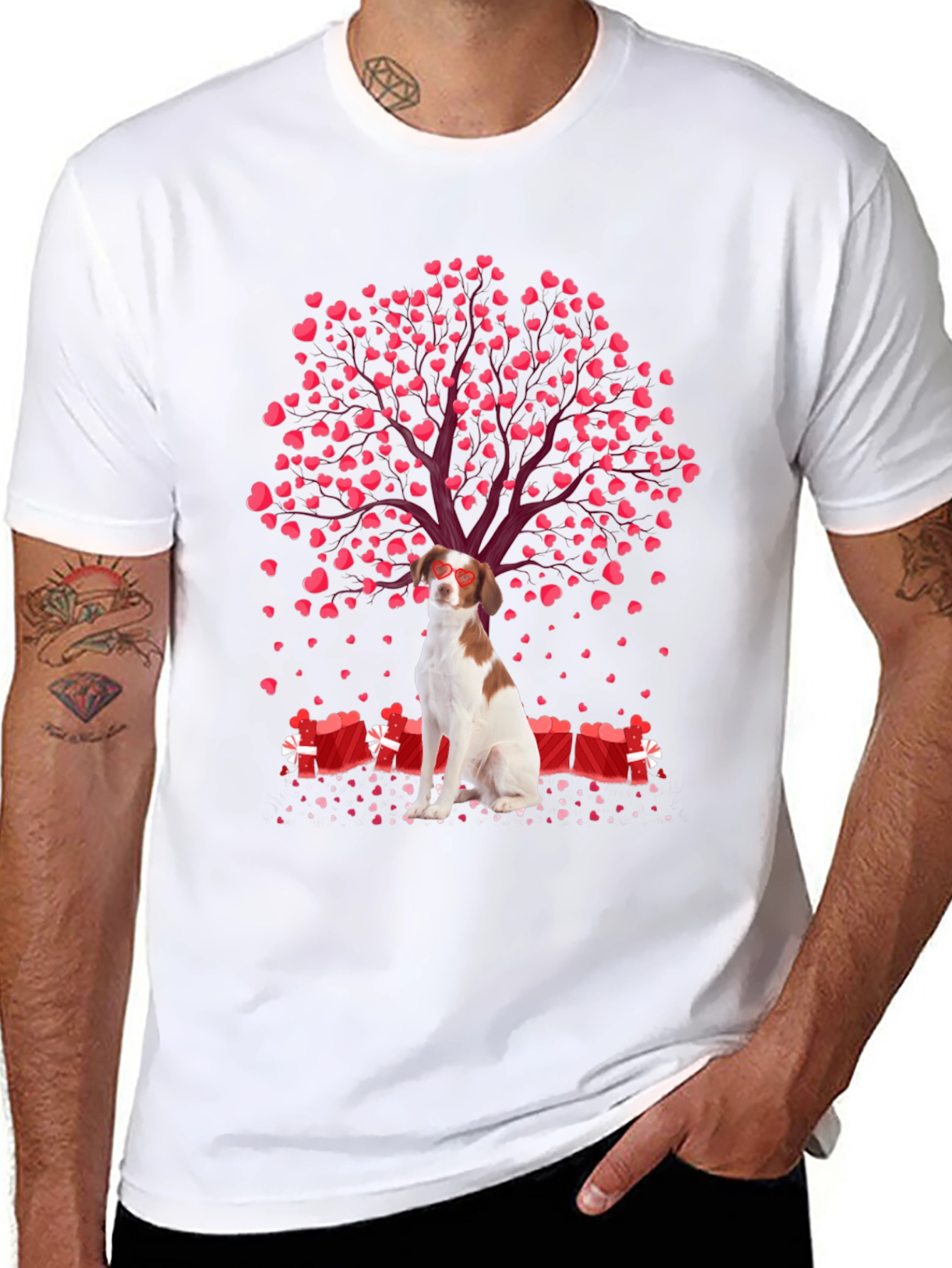 Valentines Dog T-Shirt - Heart Tree and Gifts