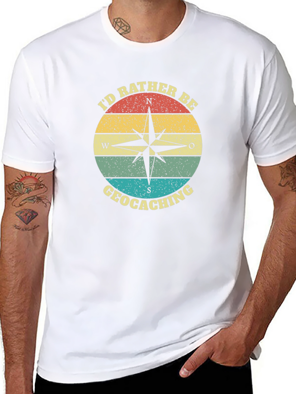 Geocaching Compass T-Shirt - Id Rather Be