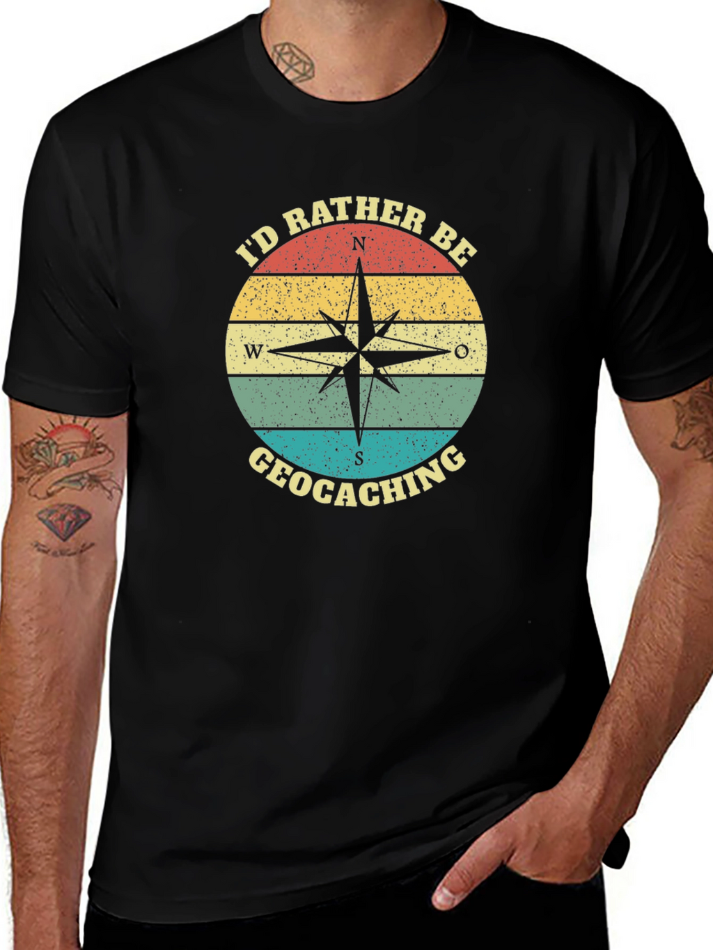 Geocaching Compass T-Shirt - Id Rather Be