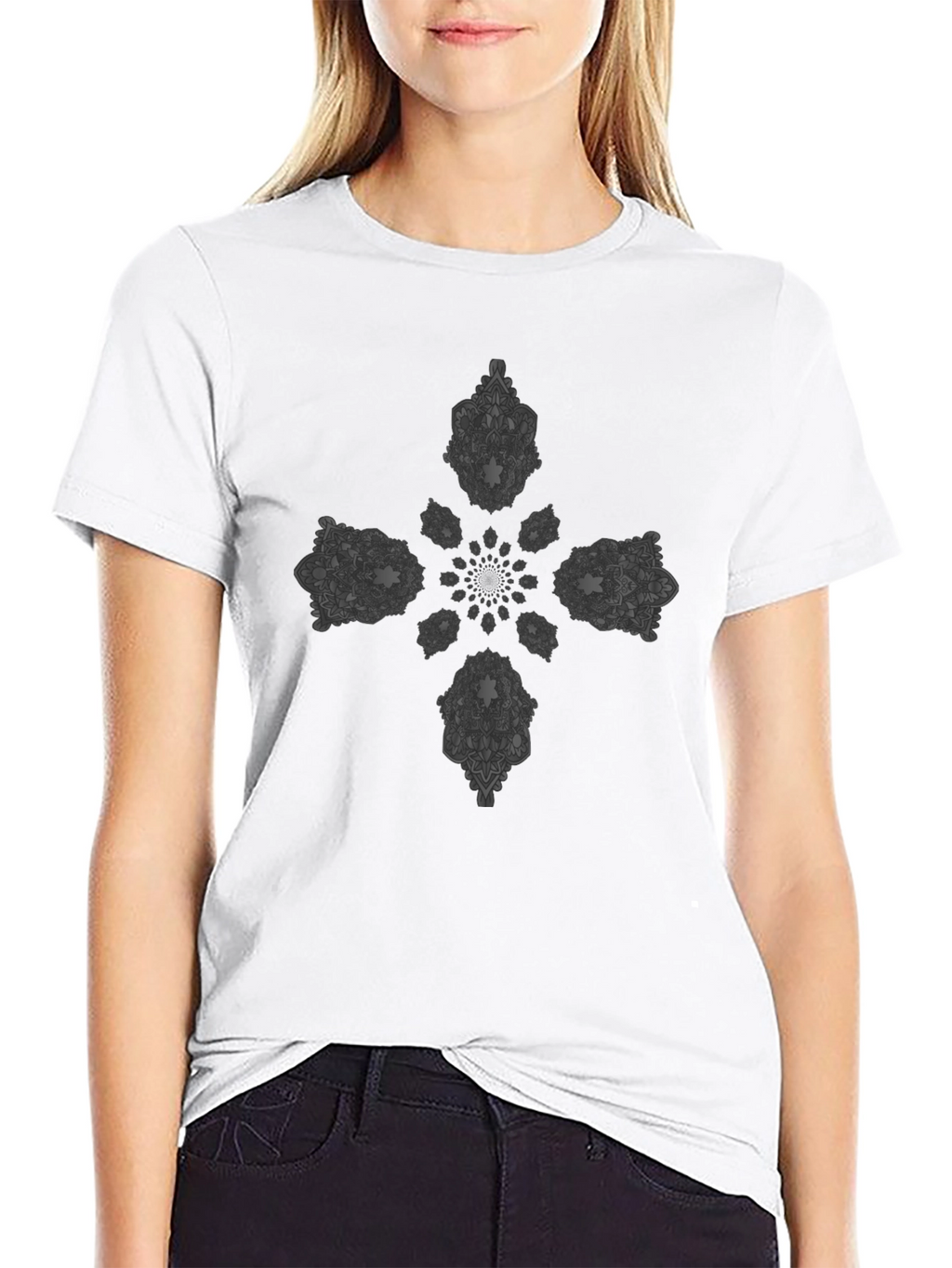 Mandala Cross Graphic Black T-Shirt