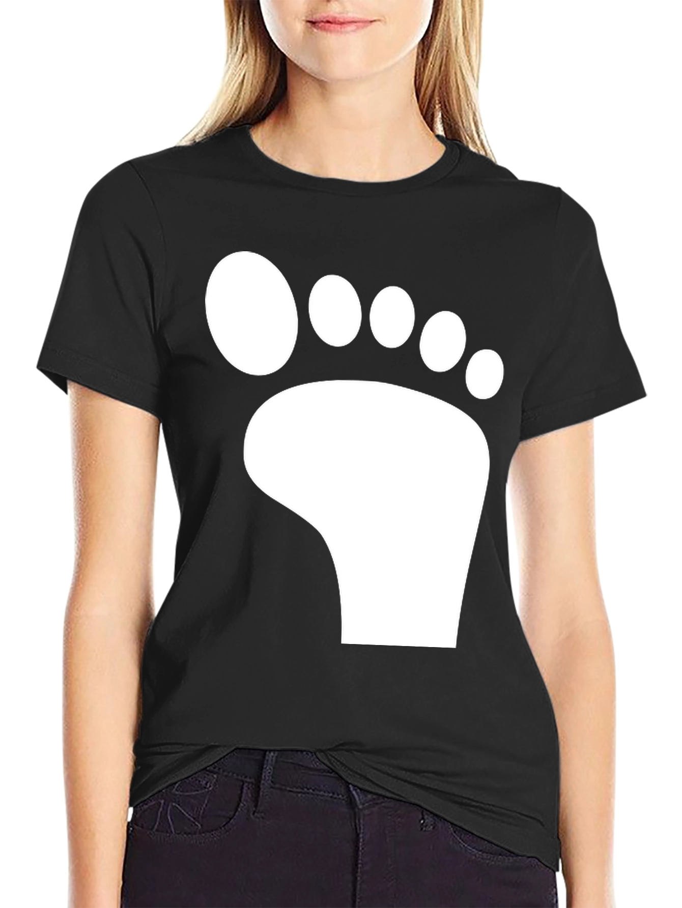 Bigfoot Footprint Graphic Tee - Black Cotton T-Shirt
