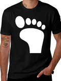 Bigfoot Footprint Graphic Tee - Black Cotton T-Shirt