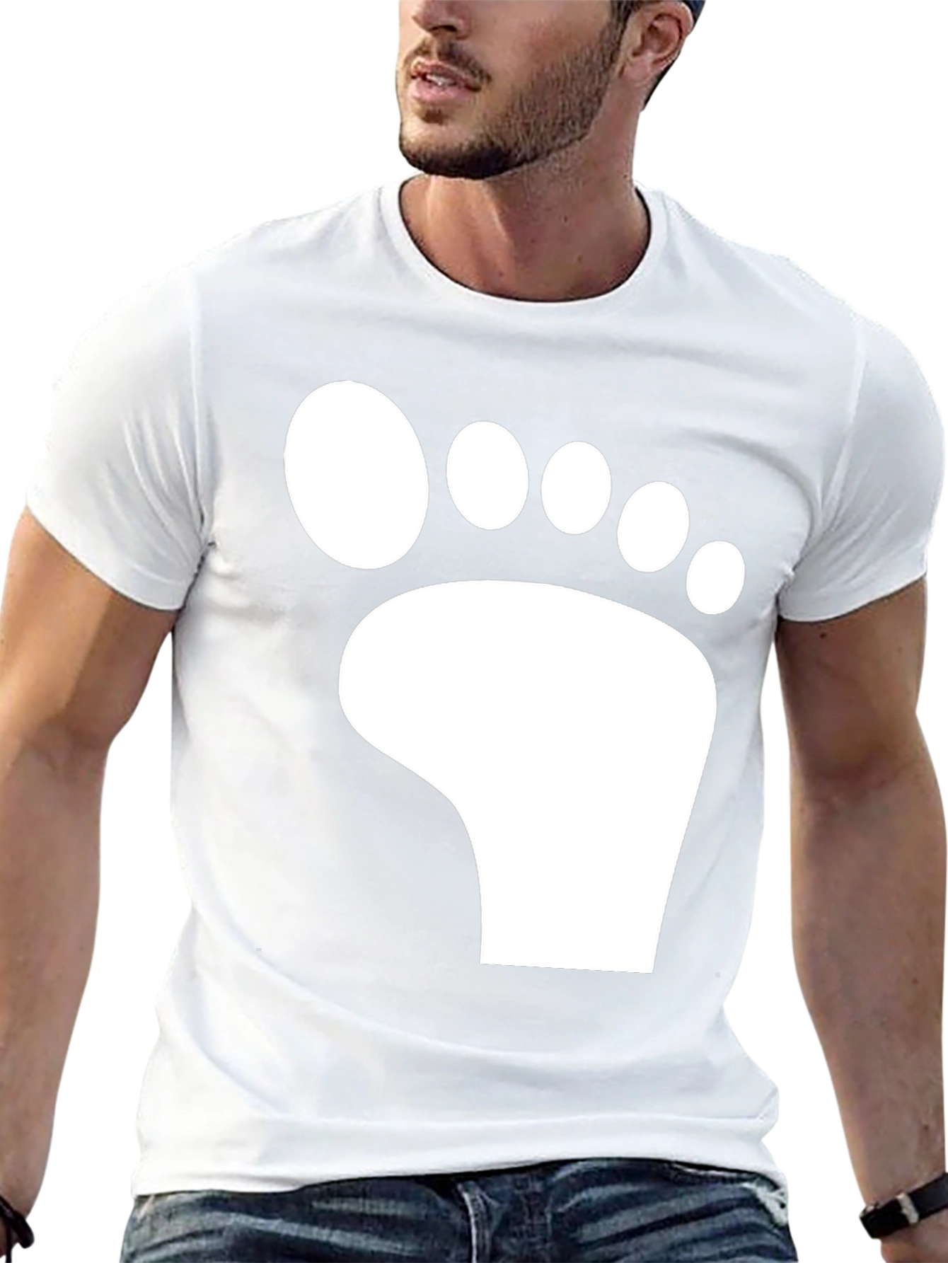 Bigfoot Footprint Graphic Tee - Black Cotton T-Shirt