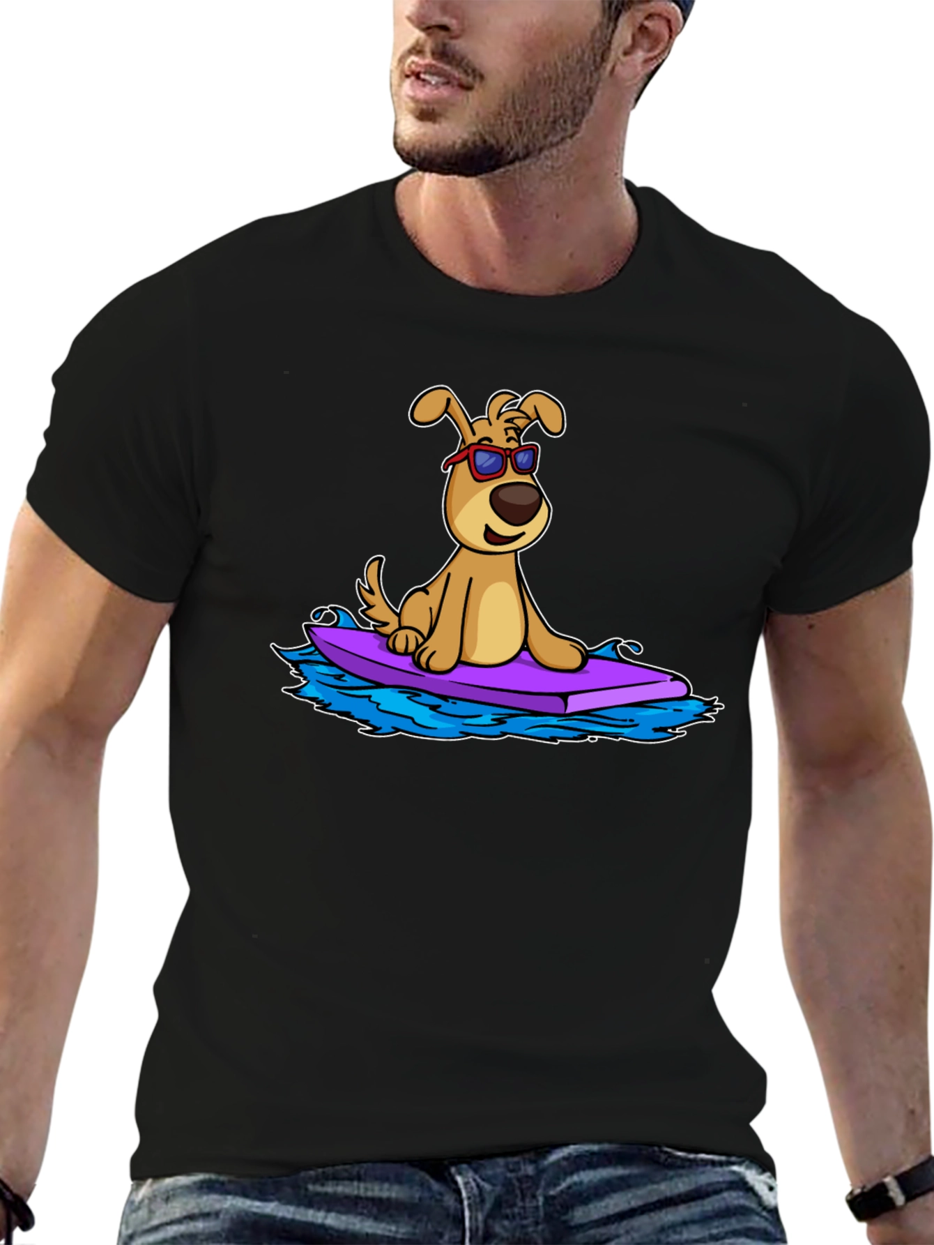 Dog Surfing T-Shirt - Cool Cartoon Graphic Tee