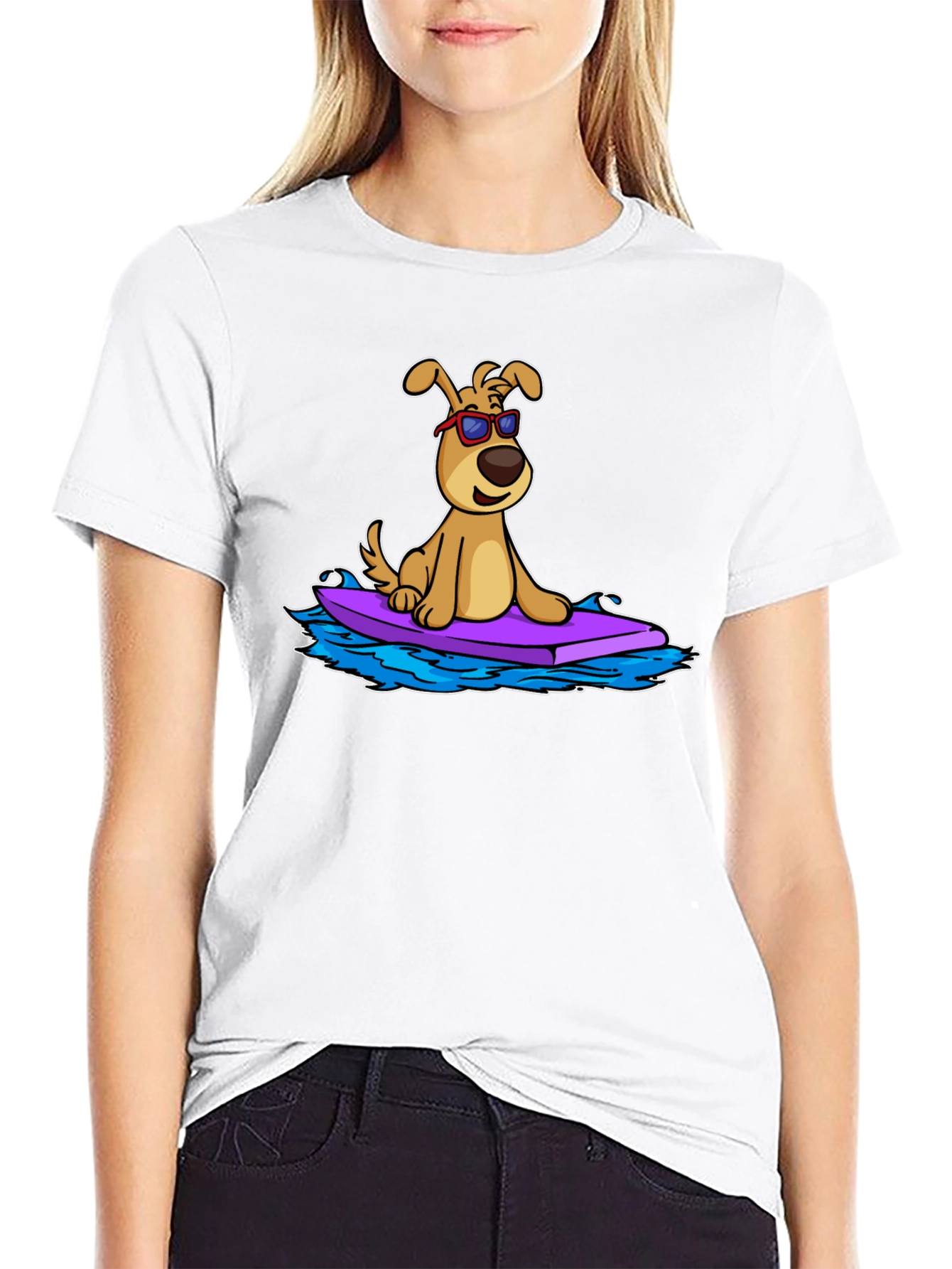 Dog Surfing T-Shirt - Cool Cartoon Graphic Tee