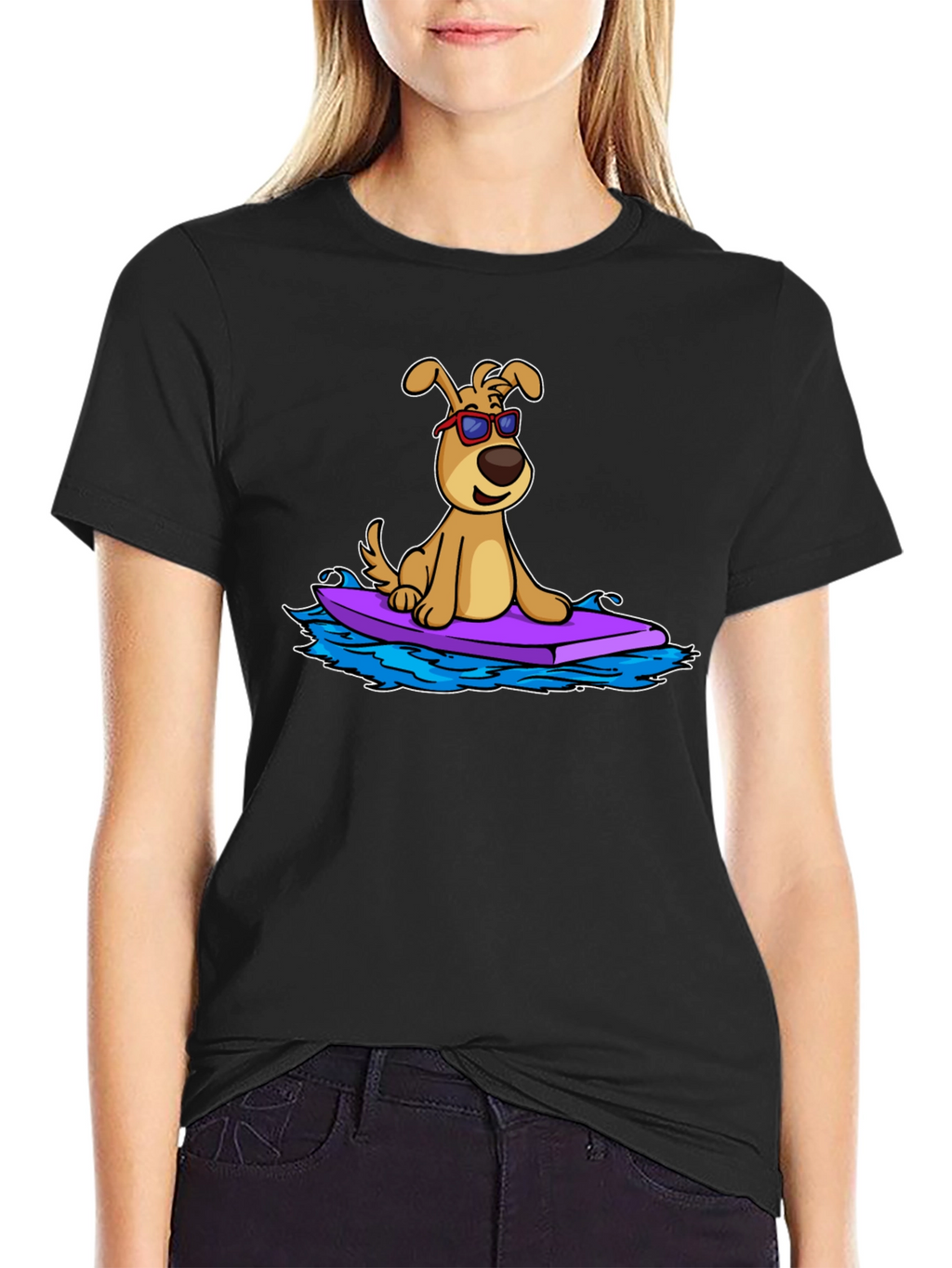 Dog Surfing T-Shirt - Cool Cartoon Graphic Tee