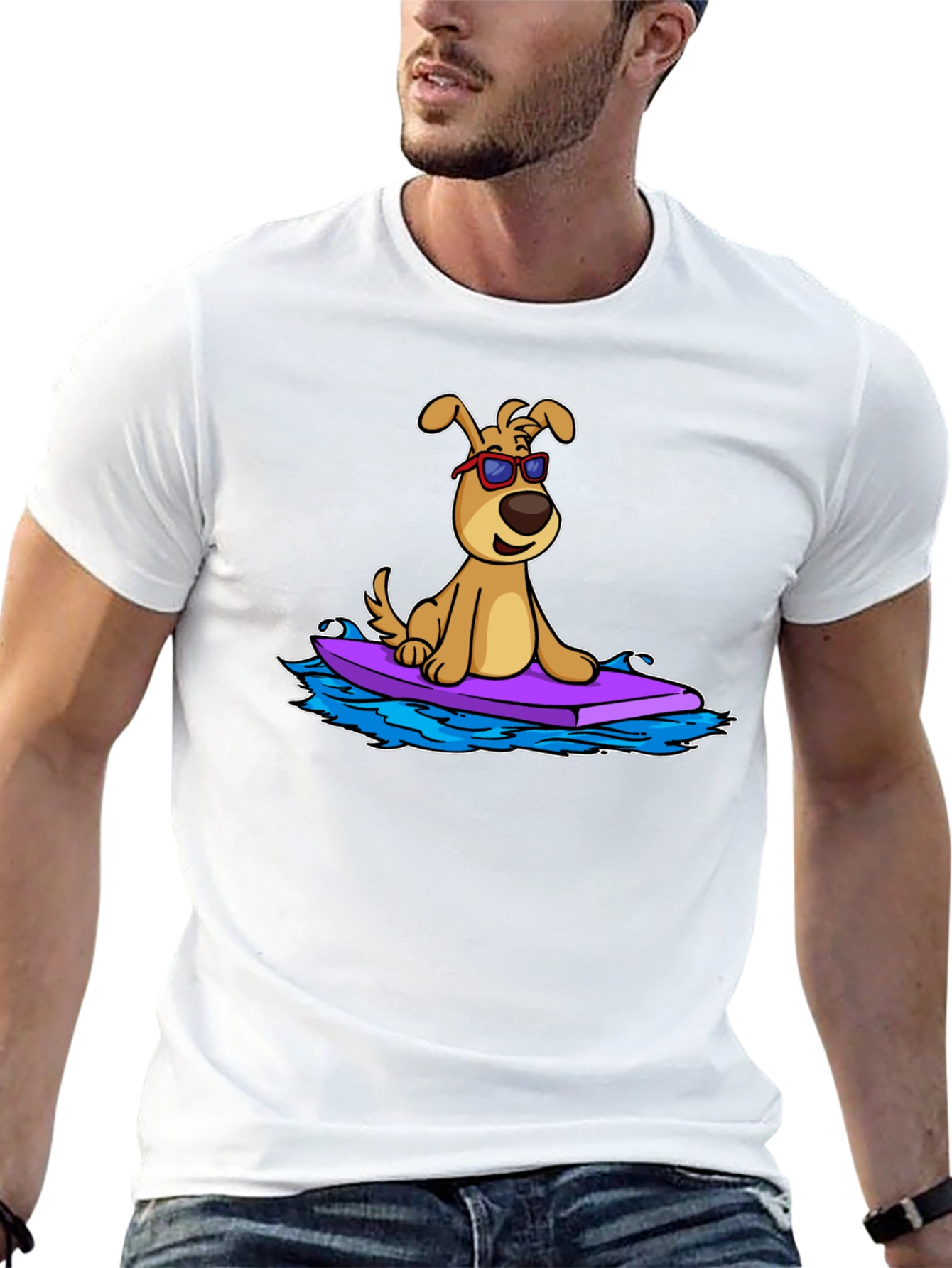 Dog Surfing T-Shirt - Cool Cartoon Graphic Tee