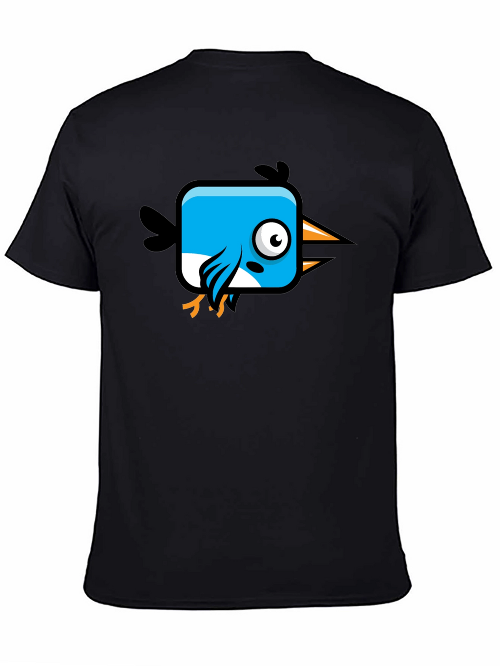Square Bird Graphic Tee - Black Cotton Shirt