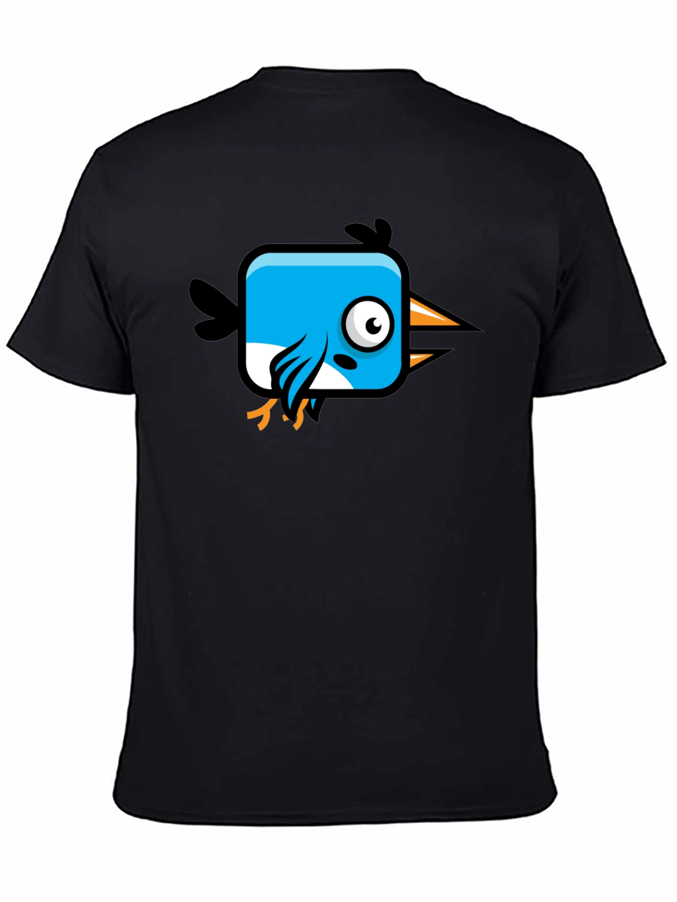 Square Bird Graphic Tee - Black Cotton Shirt