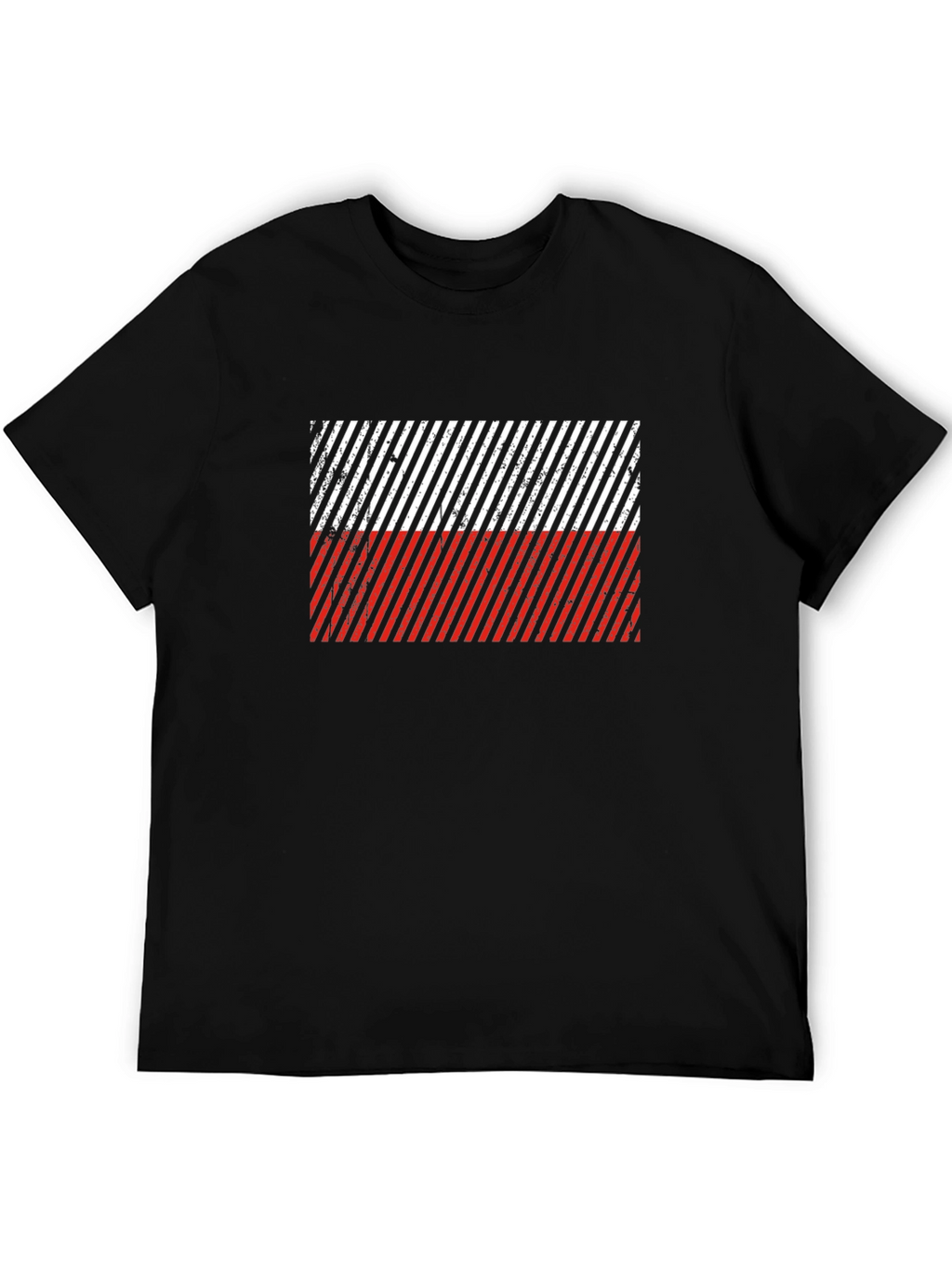 Poland Flag Diagonal Stripe Black T-Shirt
