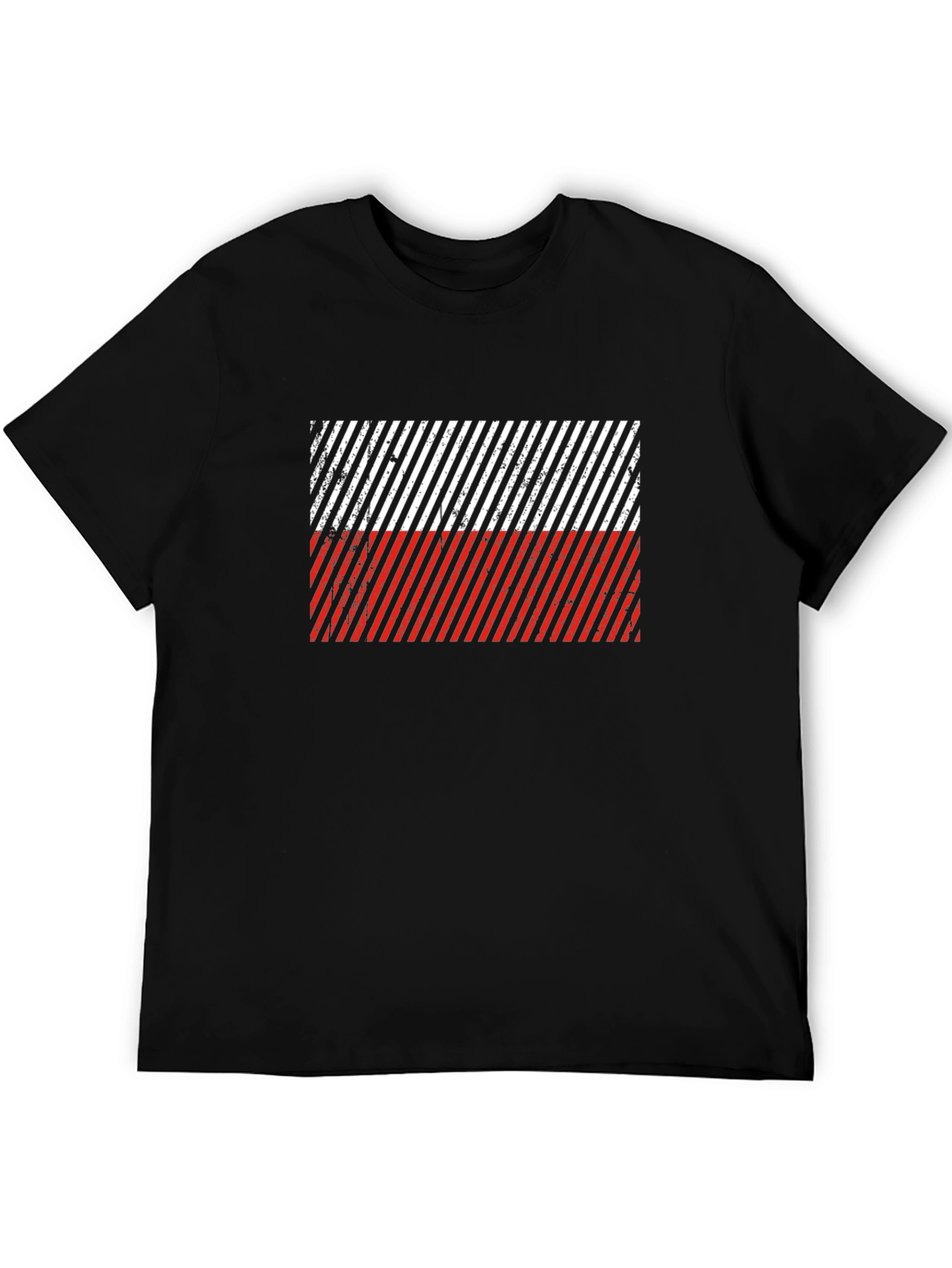 Poland Flag Diagonal Stripe Black T-Shirt