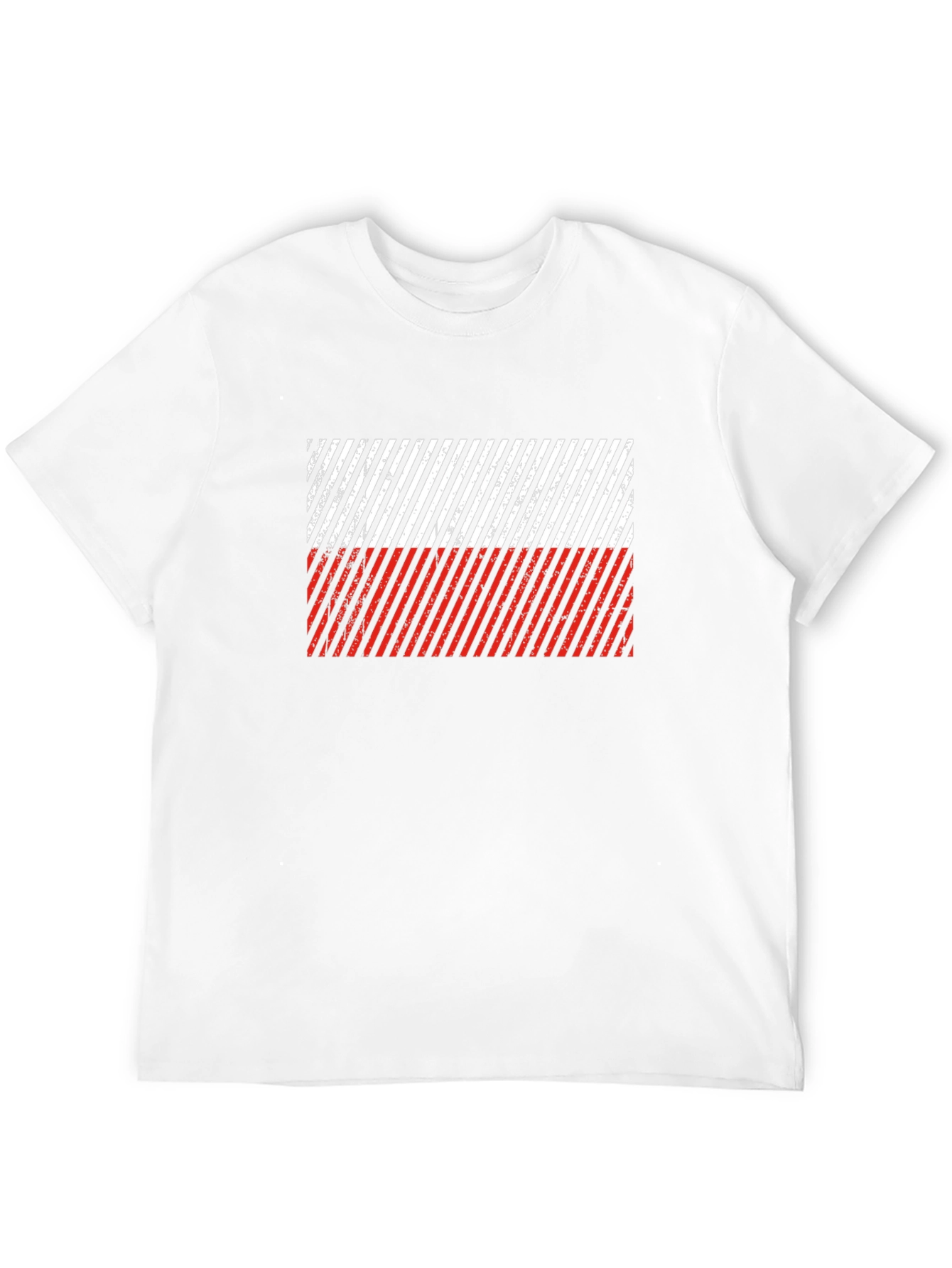 Poland Flag Diagonal Stripe Black T-Shirt
