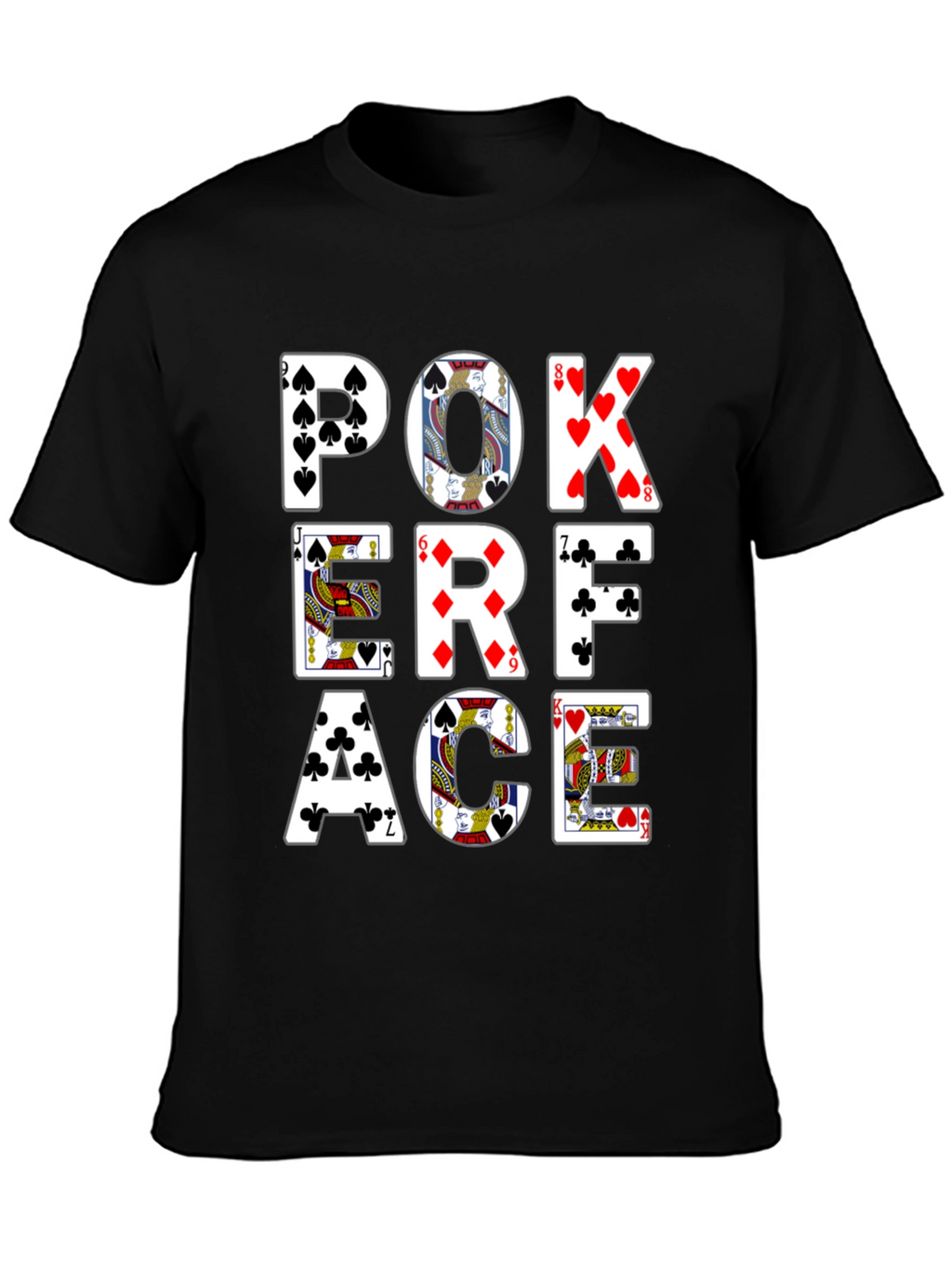 Poker Face Graphic Tee - Black Cotton T-Shirt