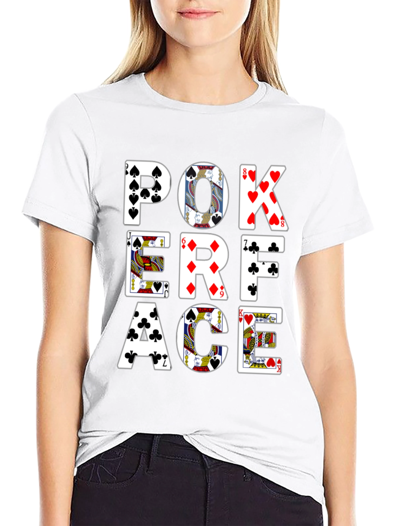 Poker Face Graphic Tee - Black Cotton T-Shirt