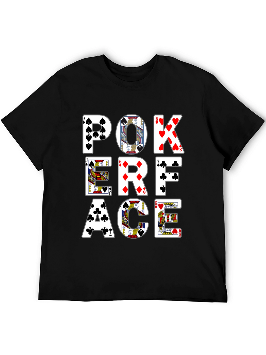 Poker Face Graphic Tee - Black Cotton T-Shirt