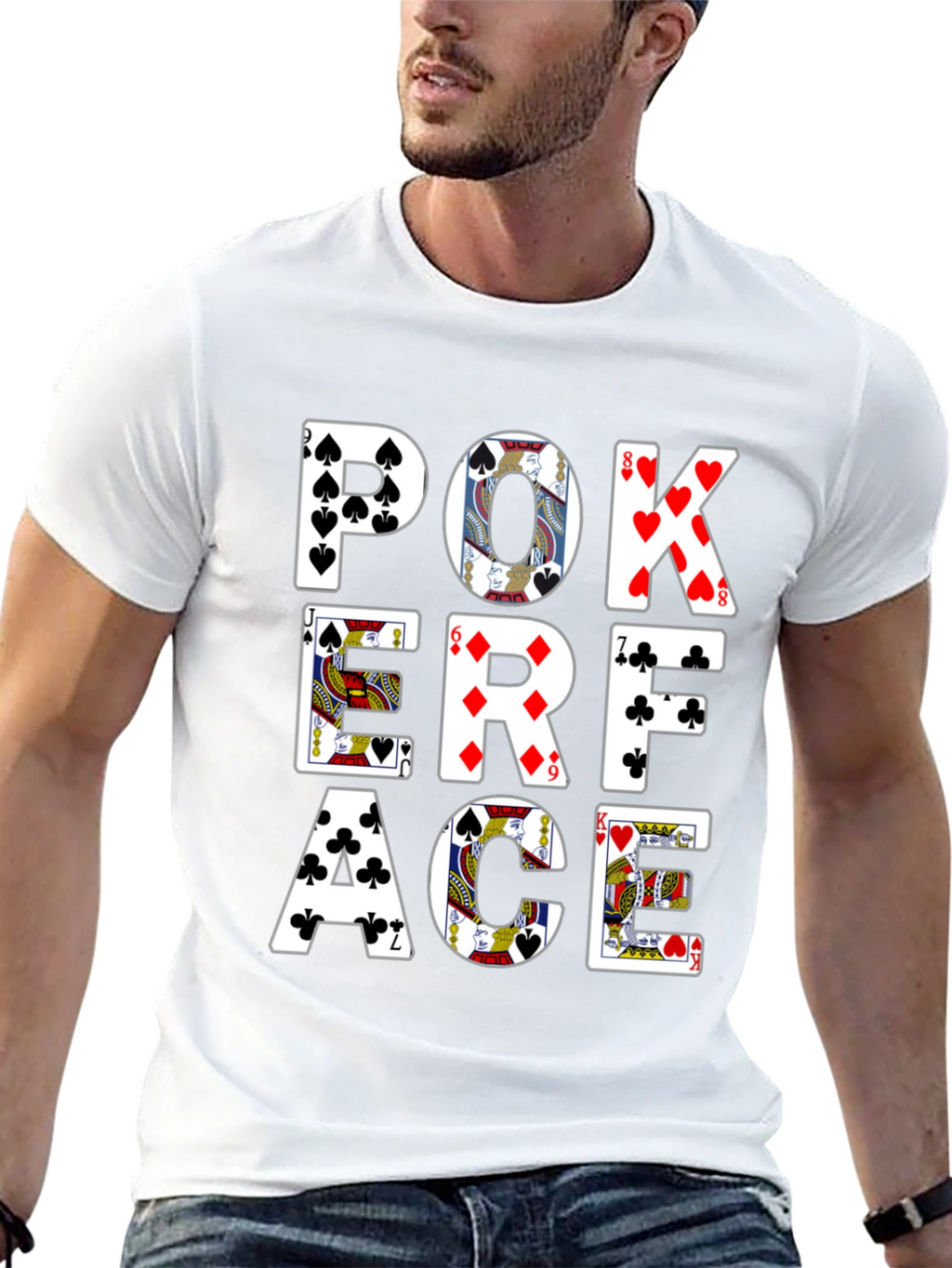 Poker Face Graphic Tee - Black Cotton T-Shirt