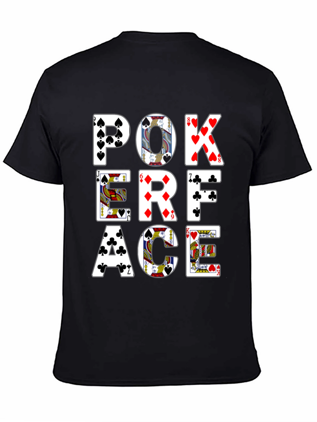 Poker Face Graphic Tee - Black Cotton T-Shirt