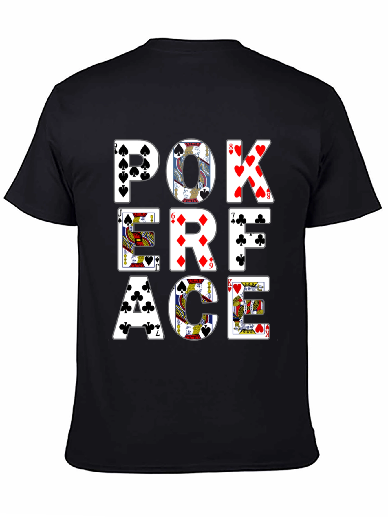 Poker Face Graphic Tee - Black Cotton T-Shirt