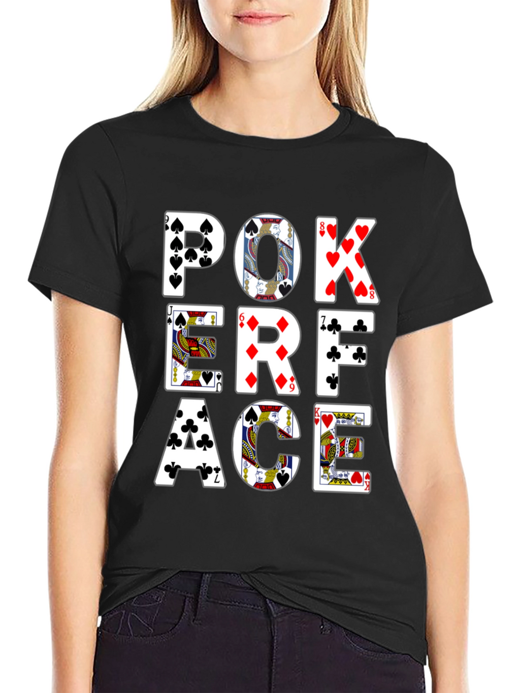 Poker Face Graphic Tee - Black Cotton T-Shirt